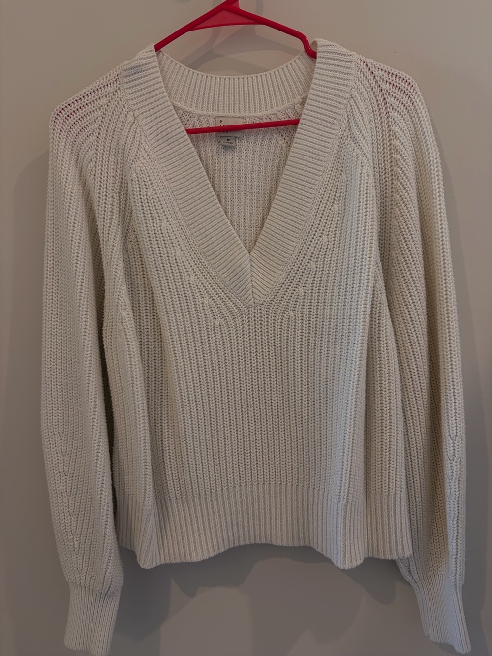 a new day Cream V-Neck Ribbed Knit Sweater